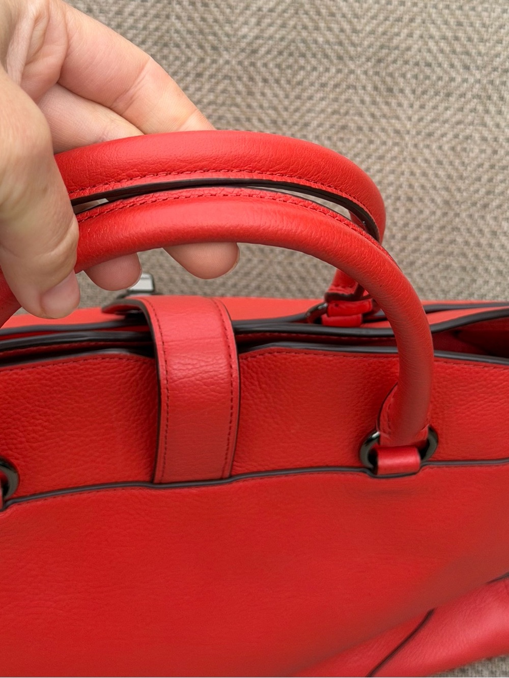 COACH Mercer 30 Satchel Crossbody Deep coral Pebble Grain Leather 37575 Handbag - Picture 6 of 9